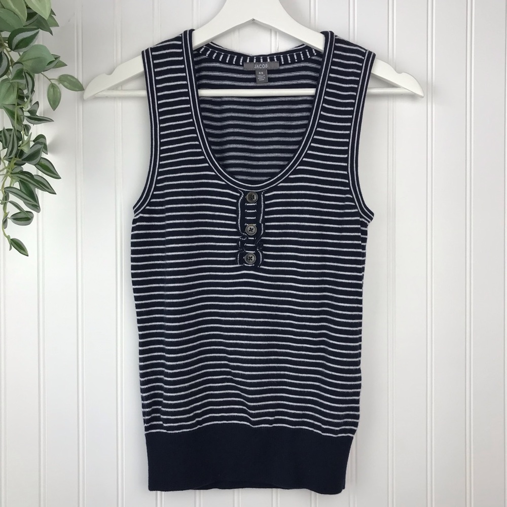 JACOB Sleeveless Cotton Knit TOP, Navy Stripes